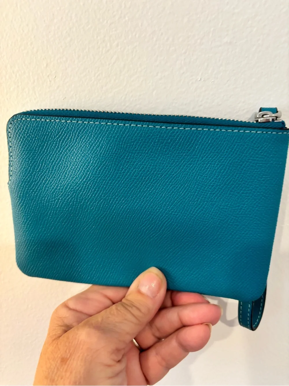 Coach Teal Leather Zip Wristlet